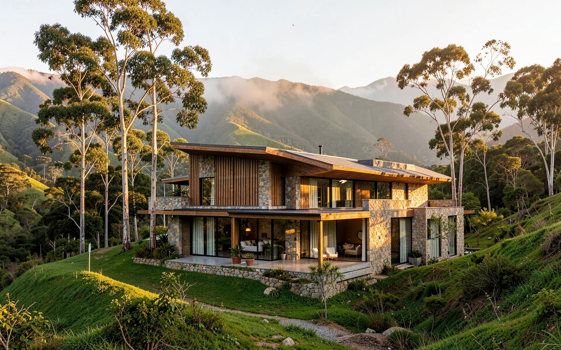 Casa campestre en la Sabana de Bogotá al atardecer